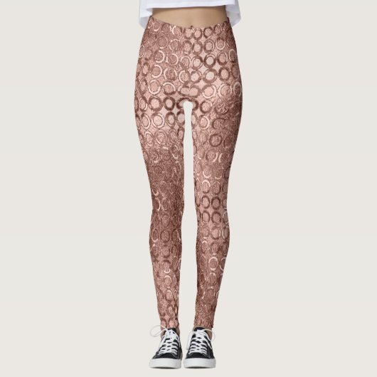 Funkelnd Rose Gold Circles Pink Luxury Sparkon Leggings (Vorderseite)