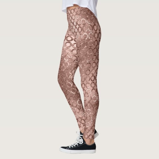 Funkelnd Rose Gold Circles Pink Luxury Sparkon Leggings (Links)