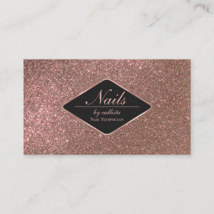 Funkelnd Rose Gold Glitzer Black Makeup Nails Lash Visitenkarte