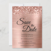 Funkelnd Rose Gold Glitzer Foil Glam Save The Date (Vorderseite)