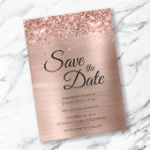 Funkelnd Rose Gold Glitzer Foil Glam Save The Date
