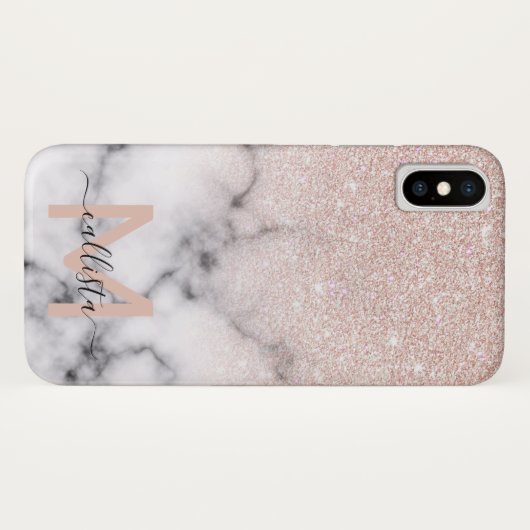 Funkelnd Rose Gold Glitzer Marble Ombre Case-Mate iPhone Hülle (Rückseite (Horizontal))