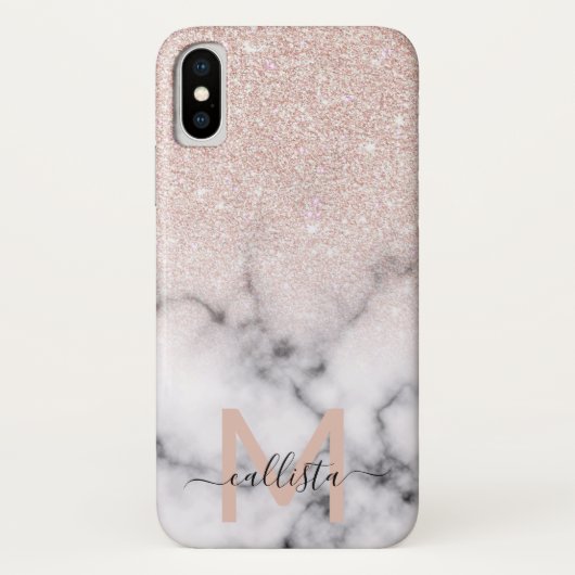 Funkelnd Rose Gold Glitzer Marble Ombre Case-Mate iPhone Hülle (Rückseite)