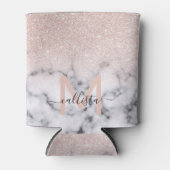 Funkelnd Rose Gold Glitzer Marble Ombre Dosenkühler (Vorderseite)