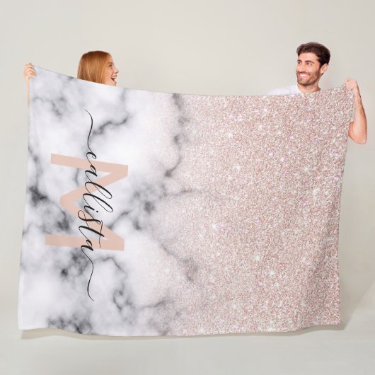 Funkelnd Rose Gold Glitzer Marble Ombre Fleecedecke (Beispiel)