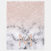 Funkelnd Rose Gold Glitzer Marble Ombre Fleecedecke (Vorderseite)