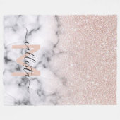 Funkelnd Rose Gold Glitzer Marble Ombre Fleecedecke (Vorderseite (Horizontal))