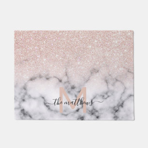 Funkelnd Rose Gold Glitzer Marble Ombre Fußmatte