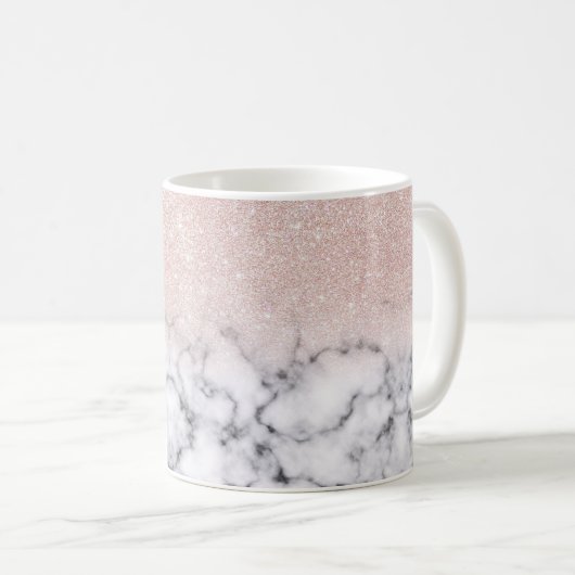 Funkelnd Rose Gold Glitzer Marble Ombre Kaffeetasse (VorderseiteRechts)