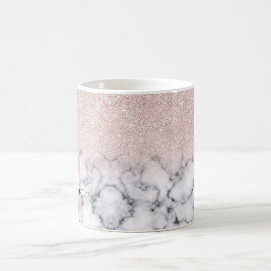 Funkelnd Rose Gold Glitzer Marble Ombre Kaffeetasse (Mittel)