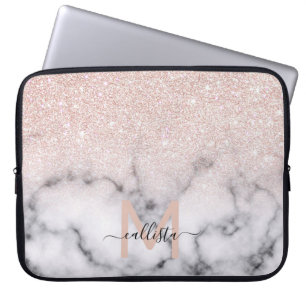 Funkelnd Rose Gold Glitzer Marble Ombre Laptopschutzhülle