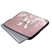 Funkelnd Rose Gold Glitzer Marble Ombre Monogram Laptopschutzhülle (Vorne Knopf)