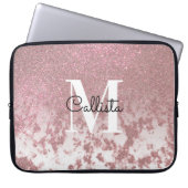 Funkelnd Rose Gold Glitzer Marble Ombre Monogram Laptopschutzhülle (Vorderseite)