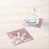 Funkelnd Rose Gold Glitzer Marble Ombre Monogram Untersetzer (Vor Ort)