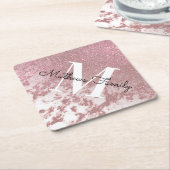 Funkelnd Rose Gold Glitzer Marble Ombre Monogram Untersetzer (angewinkelt)