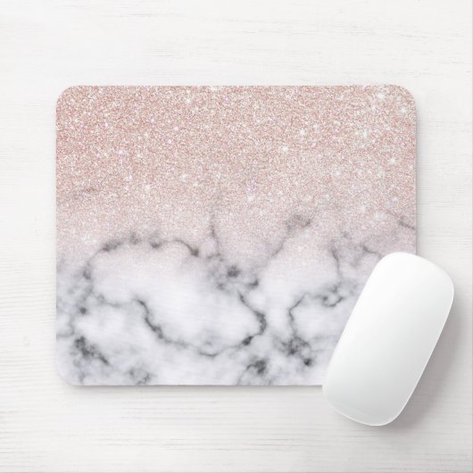 Funkelnd Rose Gold Glitzer Marble Ombre Mousepad (Mit Mouse)