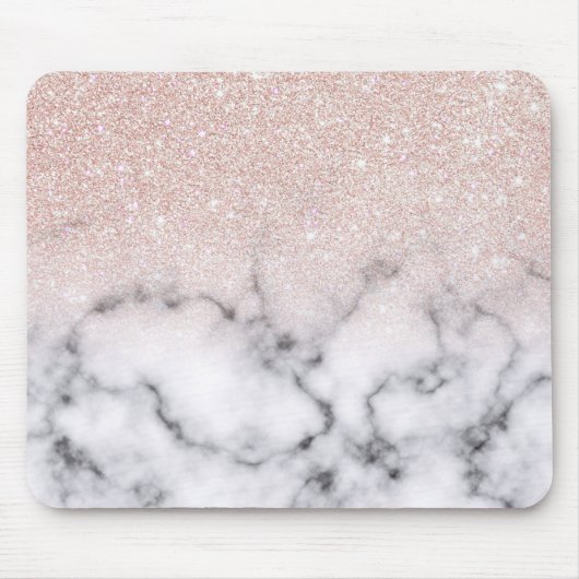 Funkelnd Rose Gold Glitzer Marble Ombre Mousepad (Vorne)