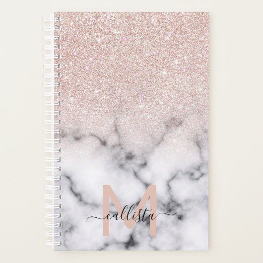Funkelnd Rose Gold Glitzer Marble Ombre Planer (Vorderseite)