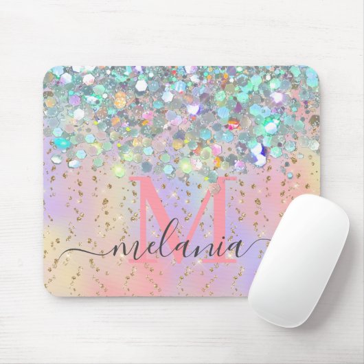 Funkelnd Rose Gold Glitzer Monogram Mousepad (Mit Mouse)