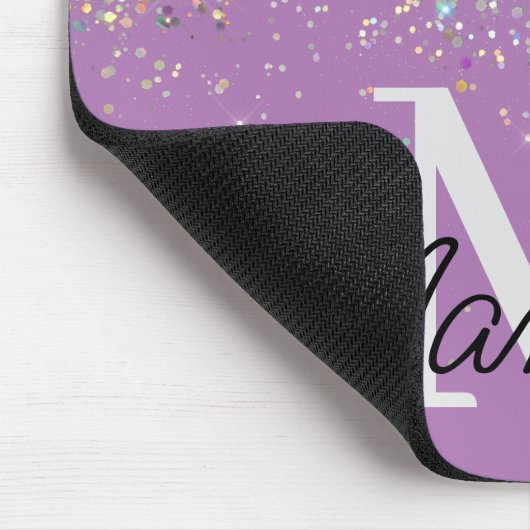 Funkelnd Rose Gold Glitzer Monogram Mousepad (Ecke)