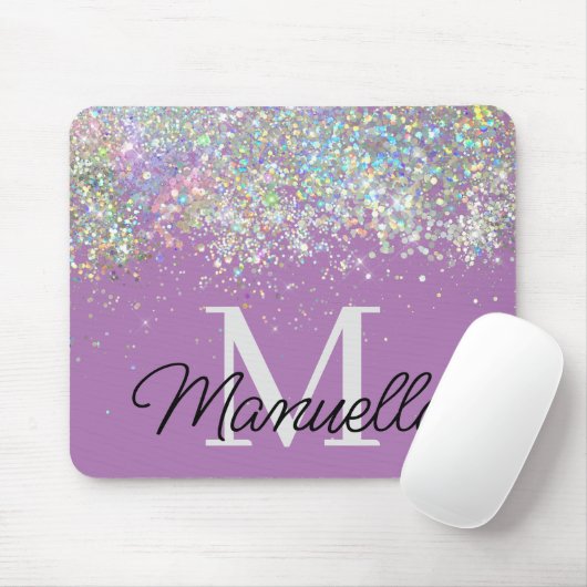 Funkelnd Rose Gold Glitzer Monogram Mousepad (Mit Mouse)