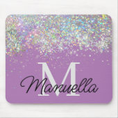 Funkelnd Rose Gold Glitzer Monogram Mousepad (Vorne)