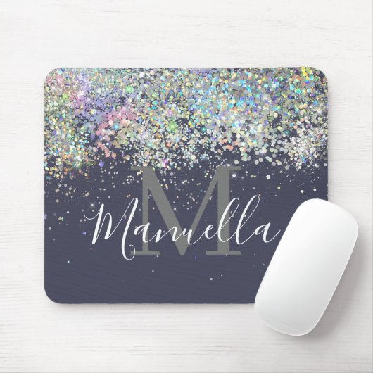 Funkelnd Rose Gold Glitzer Monogram Mousepad (Mit Mouse)