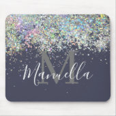 Funkelnd Rose Gold Glitzer Monogram Mousepad (Vorne)