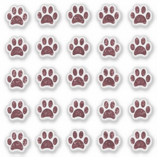 Funkelnd Rose Gold Glitzer Paw Prints Sticker Set (Vorderseite)