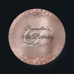 Funkelnd Rose Gold Glitzer und Foil 30. Geburtstag Pappteller<br><div class="desc">Schaffen Sie sich Ihre eigenen Geburtstagsfeier-Teller für ihr besonderes Meilenstein. Sie können das Monogramm behalten oder löschen. Sie können die extravaganten Schriftzeichen-Stile anpassen. Imitate funkelnd Glitzer gegen ein koordinierendes Imitat glänzende Rose Gold und rosa rot ombre brushed Metal Folie Grafik Bild. Das ganze funkelnde und rosa Licht in diesem modernen...</div>
