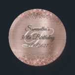Funkelnd Rose Gold Glitzer und Foil 30. Geburtstag Pappteller<br><div class="desc">Schaffen Sie sich Ihre eigenen Geburtstagsfeier-Teller für ihr besonderes Meilenstein. Sie können das Monogramm behalten oder löschen. Sie können die extravaganten Schriftzeichen-Stile anpassen. Imitate funkelnd Glitzer gegen ein koordinierendes Imitat glänzende Rose Gold und rosa rot ombre brushed Metal Folie Grafik Bild. Das ganze funkelnde und rosa Licht in diesem modernen...</div>