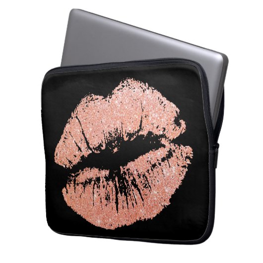 Funkelnd Rose-Gold-Lips Notebook-PC-Sleeve Laptopschutzhülle (Vorderseite Links)