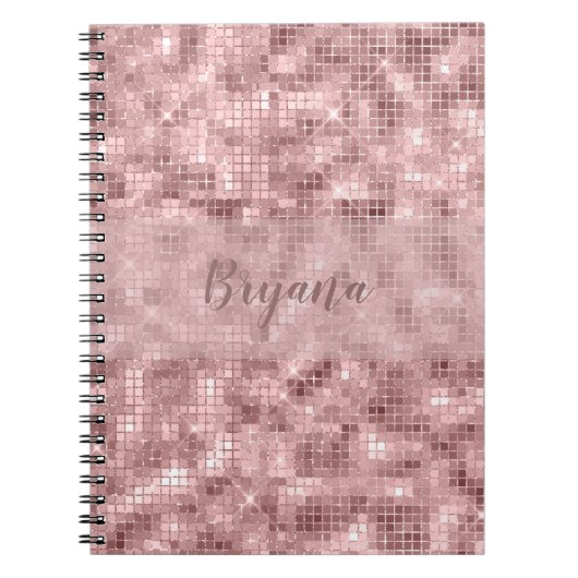Funkelnd Rose Gold Pink Luxus Girl Notizblock (Vorderseite)