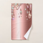 Funkelnd Rose Gold Tropfen | Diamant-Glitzer auf S Badhandtuch Set (Handtuch)
