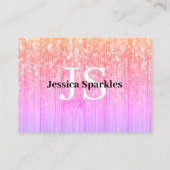 Funkelnd Rose Rosa Bambusholz-Bronze Monogram Visitenkarte (Rückseite)