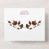 Funkelnd Rot-Braungold-Blätter Herbst Hochzeit All In One Einladung (Rückseite)