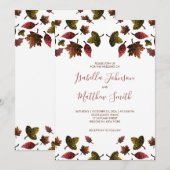 Funkelnd Rot-Braungold-Blätter Herbst Hochzeit Einladung (Vorne/Hinten)