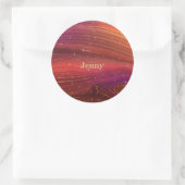 Funkelnd Rot und Orange Molten Earth Strata Runder Aufkleber (Tasche)