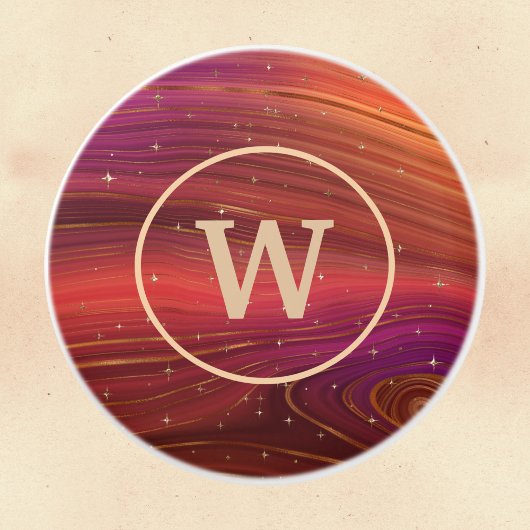 Funkelnd Rot- und Orangengeschmolzene Strata mit a Keramikknauf