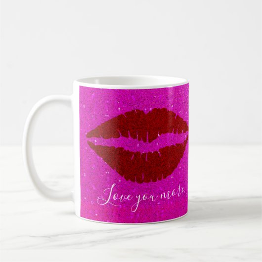 Funkelnd Rote Lippen Rosa Glitzer Liebe Weitere Sk Kaffeetasse (Links)