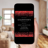 Funkelnd Roter Glitzer Grenzen Schwarze Galentinen Einladung