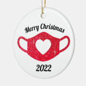Funkelnd Roter Glitzer Herzmaske 2020 Keramik Ornament (Links)