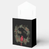 Funkelnd roter Kardinal in einem Kranz von Kiefern Geschenkschachtel (Geöffnet)