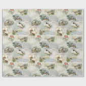 Funkelnd Rustikale Weihnachtsszenen Collage Geschenkpapier (Flach)