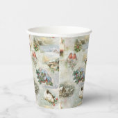 Funkelnd Rustikale Weihnachtsszenen Collage Pappbecher (Rechts)