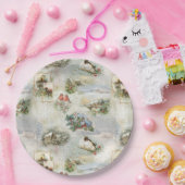 Funkelnd Rustikale Weihnachtsszenen Collage Pappteller (Party)