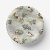 Funkelnd Rustikale Weihnachtsszenen Collage Pappteller (Vorderseite)