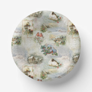 Funkelnd Rustikale Weihnachtsszenen Collage Pappteller