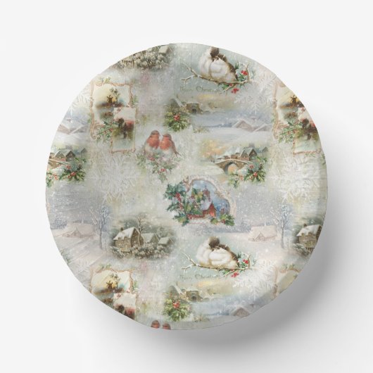 Funkelnd Rustikale Weihnachtsszenen Collage Pappteller (Vorderseite)