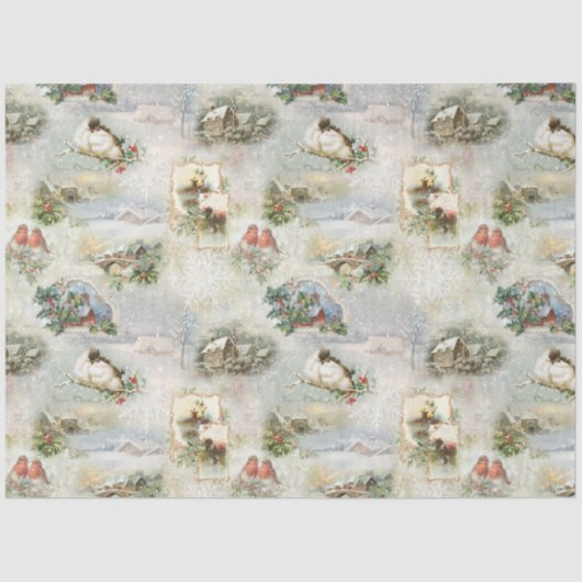 Funkelnd Rustikale Weihnachtsszenen Collage Seidenpapier (Vorderseite)